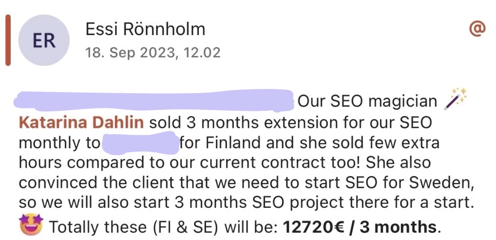 Katarina Dahlin reference sales