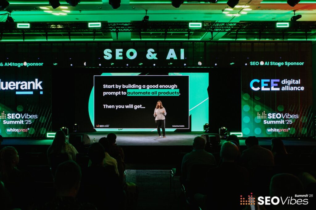 Katarina Dahlin SEO expert speaking at SEO-Vibes Zakopane in 2025